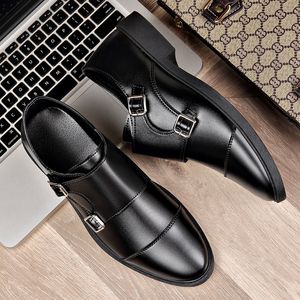Plus Size Men's Classic Casual Leather Shoes Soft Leather Business Style Adjustable Fastening Buckle Spring Autumn Shoes - Product Image 4