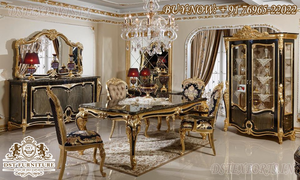 Juego de Comedor de 8 Plazas Tallado a Mano de Estilo Europeo, Juego de Mesa de Comedor Tallado a Mano de Aspecto Antiguo, Juego de Comedor Tallado a Mano de Estilo Real, EE. UU. - Product Image 3