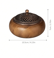 Brûleur à Bakhoor en bois de luxe avec couvercle en métal antique, brûleur à encens décoratif pour la fragrance de la maison, style décoratif arabe