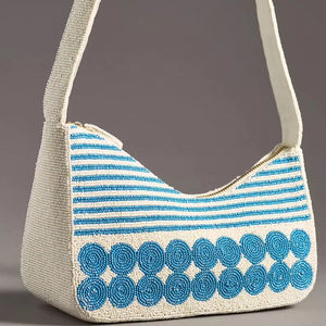 Sac fourre-tout en coton brodé à la main avec perles - Sac à main multifonction pour Noël, Nouvel An et fêtes - Product Image 4