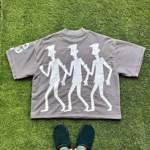 เสื้อยืดผู้ชายผ้าคอตตอนและโพลีเอสเตอร์ถักทรงโอเวอร์ไซส์ สปอร์ต ทรงปกติ แห้งเร็ว ระบายอากาศดี ดีไซน์เรียบ - Product Image 2