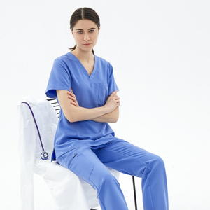 Wholesale Nurse <b>Scrubs</b> Uniform Polyester Rayon Spandex Breathable Hospital Medical <b>Scrub</b> <b>Set</b> XS–6XL - Product Image 1