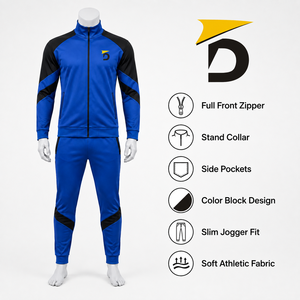 Chándal con cremallera para hombre hecho con tela deportiva cómoda y construcción flexible para entrenamientos, ejercicios y actividades al aire libre. - Product Image 6
