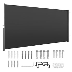 Auvent rétractable latéral pour patio de 4 m x 165 po avec pare-soleil imperméable de 180 g/m² et tissu PC pour usage extérieur - Product Image 1