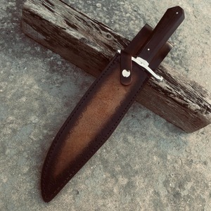 Couteau Bowie à pointe clip faite à la main par Edge Master Manufacture, lame en acier au carbone, manche en bois, étui en cuir, 15 pouces, DIY/Industriel - Product Image 6