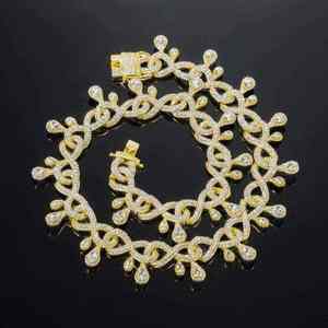 Nouvelle Chaîne Cubaine Unisexe en Argent Sterling 925 Plaqué Or Rose avec Moissanite D Color VVS1 Taille Givré et Design Infini Goutte d'Eau - Product Image 5