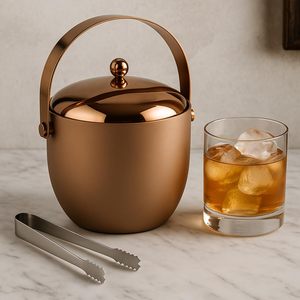 Refroidisseur de canettes rectangulaire isotherme en acier inoxydable avec couvercle et pince, durable, petite capacité de 1L pour les fêtes - Product Image 1