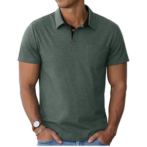 เสื้อโปโลผู้ชายผ้าเนื้อนุ่ม ระบายอากาศได้ดี แขนสั้น สไตล์ลำลอง คลาสสิก เหมาะสำหรับฤดูร้อน มีกระเป๋าเสื้อ - Product Image 4
