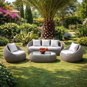 Weather Resistant PE Rattan Outdoor Sofa Set Modern Wicker Garden Furniture Aluminum Frame Coffee Table Waterproof Living Room - Product Image 2