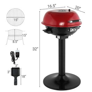 Parrilla Eléctrica Roja de 1600W, Portátil, de Doble Capa, para Uso en Interiores y Exteriores, con Soporte para Cocinar en Interiores y Exteriores - Product Image 3