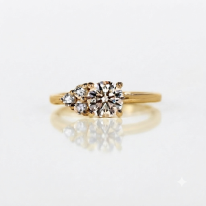 Bague de fiançailles en or jaune 10 carats certifiée IGI, diamant rond de 1,16 carat, couleur E, clarté VS1, diamant cultivé en laboratoire, bague de promesse pour femmes - Product Image 1