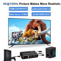Extractor de Audio HDMI SYONG 4K60Hz EARC, Convertidor de Audio HDMI 2x1, 7.1CH Atmos/ EARC/ARC/ Óptico Toslink SPDIF/ Audio de 3.5mm