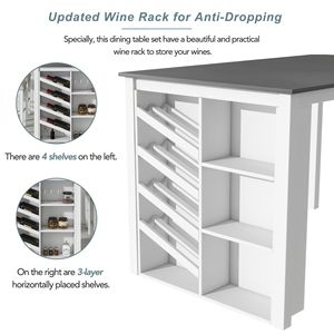 Ensemble de salle à manger 5 pièces en bois massif mis à jour, table haute de 59*35,4 pouces avec porte-bouteilles incurvé et 4 chaises rembourrées - Product Image 4