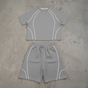 Conjunto de Camiseta y Pantalones Cortos de Algodón 100% con Rayas, Estilo Urbano, Personalizable, de Moda, para Hombre - Product Image 4