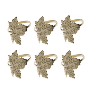 Design de feuille d'érable en laiton doré, bon marché, rond de serviette gravé, vaisselle décorative pour mariage et fête - Product Image 6