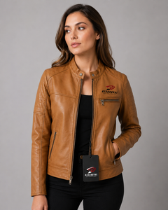 Chaqueta de Cuero Clásica para Mujer con Textura Suave, Forro Cálido, Cierre Duradero y Ajuste Cómodo para la Moda Casual de Invierno - Product Image 1