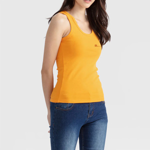 Camiseta sin mangas de punto acanalado informal para mujer - Mezcla de elastano/algodón de secado rápido, ecológica, transpirable, cuello redondo, corte regular, para verano - Product Image 3