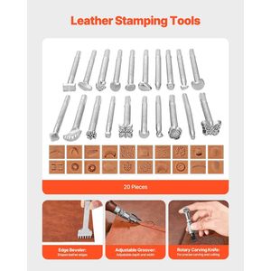 Kit Portatile di 72 Utensili per Lavorazione del Cuoio, Set per Cucito e Stampaggio con Borsa Portatile in Pelle, 72 Pezzi di Accessori per Artigianato in Pelle - Product Image 3