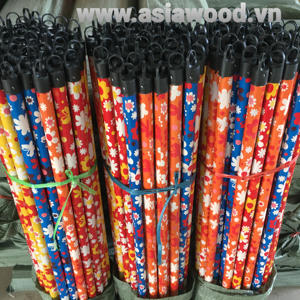 Hot selling top product Wooden Broom Handle PVC Cover Flower Design Mop Broomstick Cheap Price Cleaning Product - Product Image 1