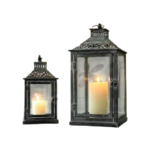 Vente d'usine : Grande lanterne décorative en métal noir avec poignée, porte-bougie en verre trempé, lanterne suspendue pour jardin extérieur - Product Image 2