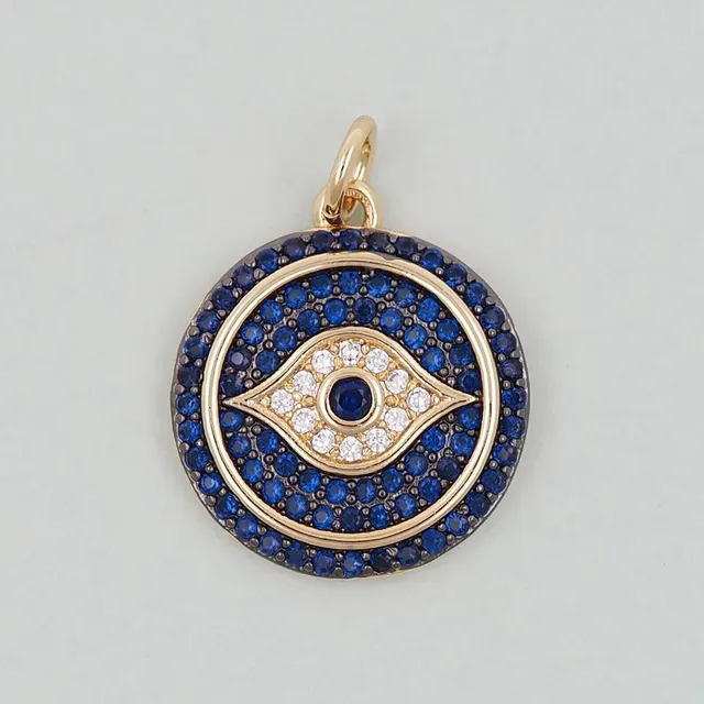 Moissanite Brilliant Cut Evil Eye Pendant Necklace 925 Sterling Silver Gold Plated Blue Stone Charm Luxury Protection Jewelry