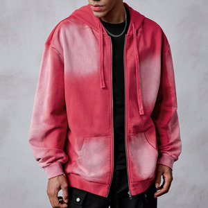 Sudaderas con capucha extragrandes con cremallera estilo streetwear degradado, de peso pesado, unisex, corte holgado, estilo pullover, mezcla 100% algodón, MOQ personalizado disponible - Product Image 3