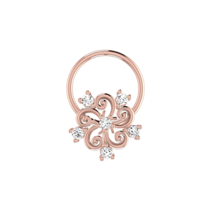 Piercing de nez en or 14 carats avec diamant rond brillant de 0,05 ct, forme de fleur, style ethnique, couleur HI, clarté VS-SI, classique et élégant pour femme - Product Image 2