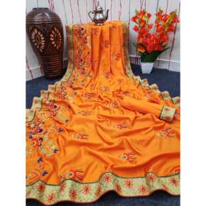 Sari indien et pakistanais exquis avec un magnifique motif floral brodé - Product Image 3