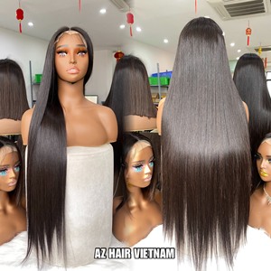 Transparent pour la perruque frontale en dentelle suisse avec des cheveux Remy vierges vierges raides vietnamiens Style Yaki Full for Genius Weft pour Black W - Product Image 1