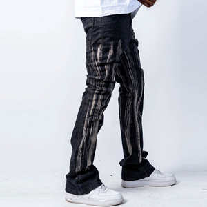 กางเกงยีนส์แฟชั่นผู้ชาย สตรีทแวร์ ทรงตรง ลุคขาดๆ ซักแบบวินเทจ สไตล์ลำลอง ดีไซน์เก๋ ใส่สบาย - Product Image 4