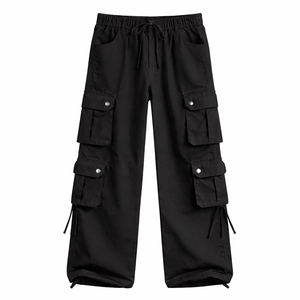 Pantalones Cargo Beige de Pierna Ancha para Mujer, Corte Holgado, Algodón Twill, Estilo Urbano, Multibolsillos, Casual, para Exteriores, Moda Y2K - Product Image 5