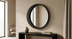 The Crescent <b>Mirror</b> Matte <b>Black</b> Asymmetrical Round Handmade <b>Metal</b> Frame Wall <b>Mirror</b> REHMAN CRAFT - Product Image 4