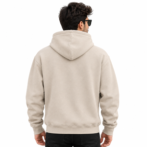 Sudadera con Capucha Unisex de Invierno, 100% Algodón Tejido, Color Sólido, Ecológica, Corte Holgado, con Logotipo Personalizado Impreso en Serigrafía en la Parte Delantera - Product Image 4