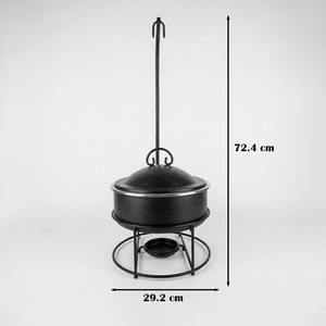 Luxury Arabic Round Chafing Dish Matte Cream Metal Base Stainless Steel Food <b>Pan</b> Ramadan Buffet Server Soup Warmer Single Unit - Product Image 2