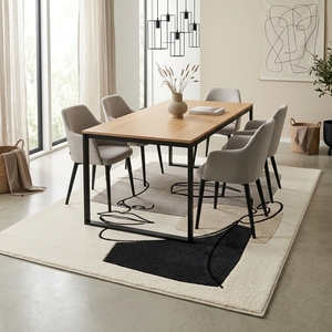 Modern Minimalist Abstract Face Wool/Cotton Medium Pile Area Rug Beige <b>Black</b> Gray Soft Floor Mat for Bedroom Living Room - Product Image 4