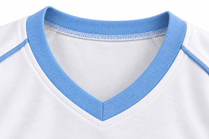 T-shirt court pour femme en mélange de coton 260G, col en V, bordure contrastée, coupe ajustée, manches courtes, style streetwear - Product Image 4