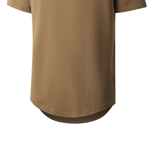 Camiseta de punto de manga corta para hombre, color caqui, cuello redondo, de secado rápido, corte regular, color sólido, informal. - Product Image 3
