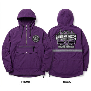 <b>Mens</b> Waterproof Breathable Winter High Street Polyester <b>Windbreaker</b> Jacket 140 GSM Purple <b>Black</b> Panel Custom Outdoor Streetwear - Product Image 1