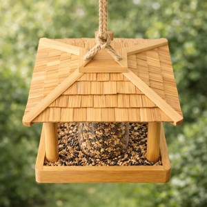 Bamboo Slat Open Bird Feeder Tray with Pagoda Roof - Wholesale - Product Image 4