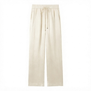 Custom Women <b>Summer</b> Breathable Eco-Friendly Polyester/Cotton Wide Leg Ankle-Length High Waist Sporty Jogger <b>Pants</b> - Product Image 6