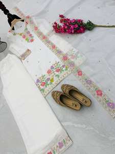 NUEVO SALWAR KAMEEZ DE DISEÑO MODERNO PARA FIESTAS Y BODAS, DE SECADO RÁPIDO, CON TRABAJOS EN RELIEF - Product Image 3