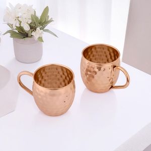 <b>Copper</b> hammered mug set for refined sunset cocktail aesthetics hammered finish metal <b>cups</b> durable reusable serving mugs - Product Image 6