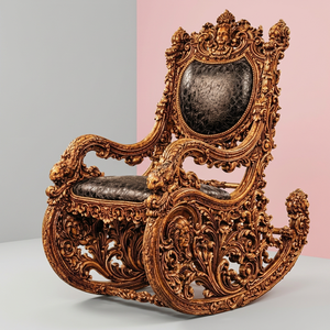 Fauteuil à bascule en bois sculpté artisanal vintage avec coussin en mousse, design indien antique, mobilier pour salon et hall d'hôtel - Product Image 5