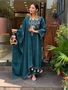 New Style Cotton Embroidered Anarkali <b>Suit</b> With Work For <b>Women</b> Traditional Indian Pakistani Wear Floor Length Loose - Product Image 5