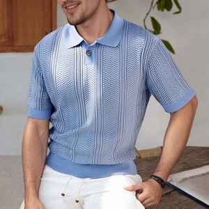 DENEZE Camiseta Polo de Manga Corta para Hombre, con Botones, Corte Ajustado, Tejida, Color Sólido, Verano, con Logotipo Personalizado al por Mayor - Product Image 3