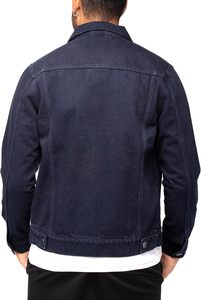 Blouson en jean pour homme 2026, bleu foncé, coupe droite, col rabattu, simple boutonnage, style décontracté, en coton tissé, pour l'automne, en promotion - Product Image 3