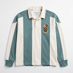 Maillot de football à manches longues rayé Snowgrace, col rabattu, logo brodé, coupe classique, chemise de sport pour homme - Product Image 1