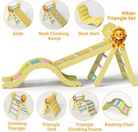 Meilleures ventes : Jouets Montessori en bois d'intérieur 9 en 1, arche d'escalade, structures d'escalade, triangle Pikler avec coussin
