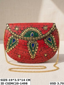 Designer Handcrafted Stylish Metal Mosaic Evening <b>Bags</b> Multi-Color <b>Clutch</b> Purse for Women's <b>Wedding</b> and Party - Product Image 1
