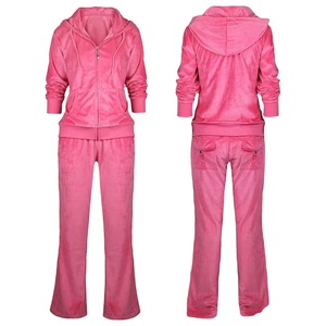 High Quality Women's Velvet Track Suits Two-Piece Velour <b>Jacket</b> Pants Set Sweat Suits with High Design 2026 - Product Image 2